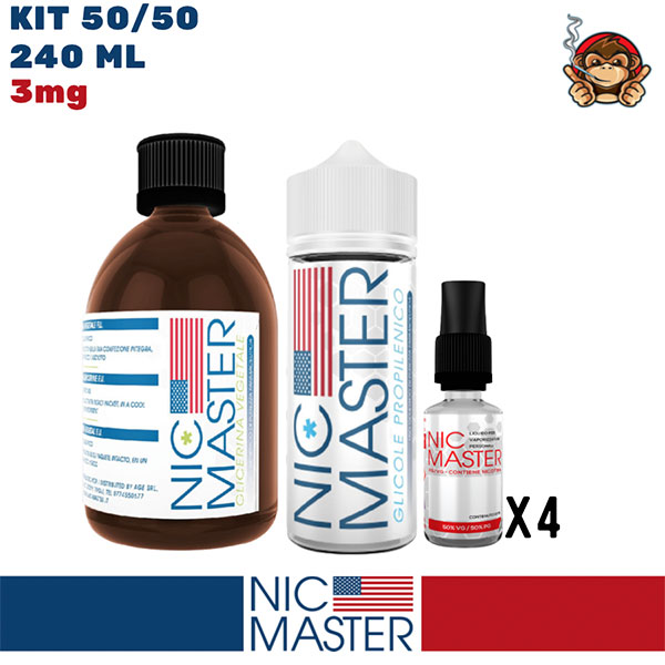 Kit Base Neutra 50/50 240ml 3mg/ml nicotina - Nic Master 